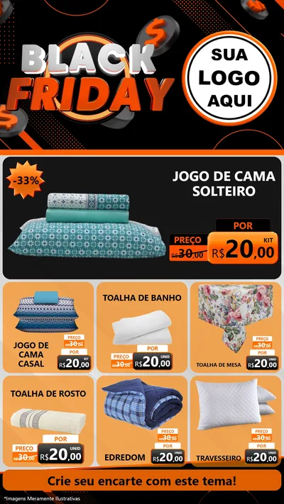 Modelo de Rede Social para Stories com o tema Black Friday para Cama, Mesa e Banho