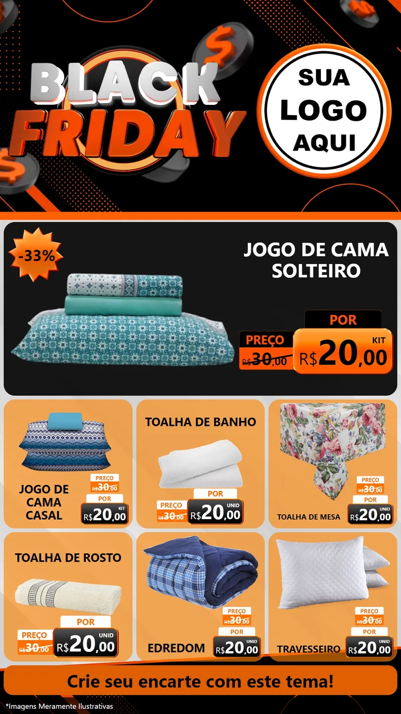 Modelo de Rede Social para Stories com o tema Black Friday para Cama, Mesa e Banho