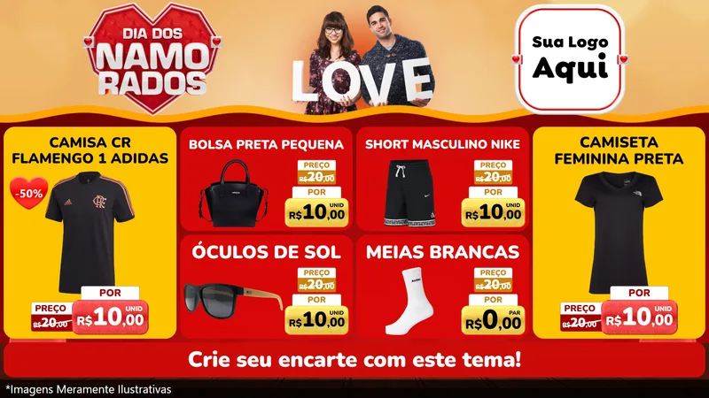 Modelo de TV para TV Horizontal com o tema Dia dos Namorados para Roupas e acessórios