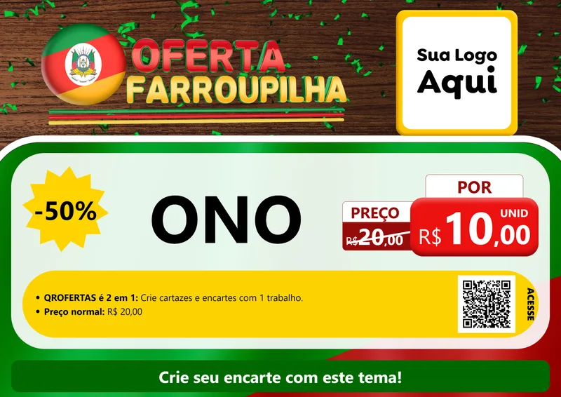 Modelo de Cartaz para Cartaz A4 Horizontal com o tema Oferta Farroupilha para Óticas
