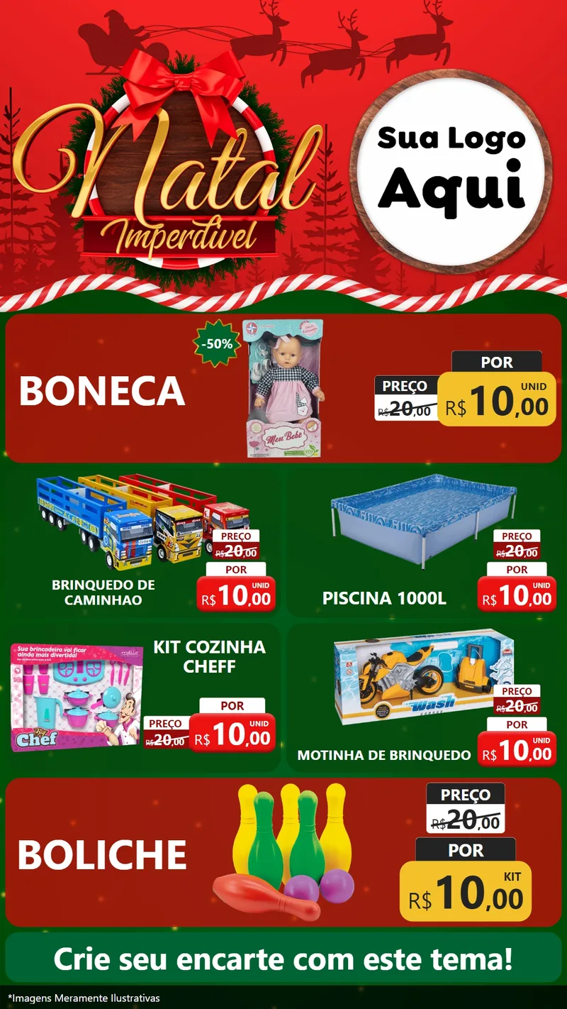 Modelo de TV para TV Vertical com o tema Natal Imperdível para Brinquedos