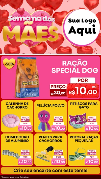 Modelo de Rede Social para Stories com o tema Semana Das Mães para Pet Shop