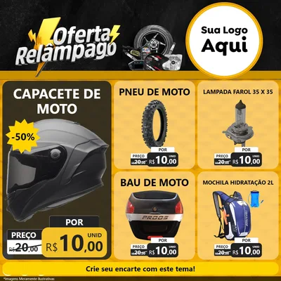 Modelo de Rede Social para Feed Facebook com o tema Oferta Relâmpago - Motopeças para Moto peças