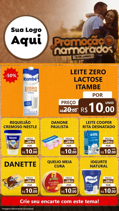 Modelo de Rede Social para Stories com o tema Promoção Namorados para Frios e Laticínios