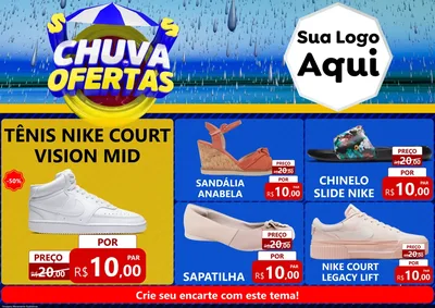 Modelo de Encarte para Encarte A4 Horizontal com o tema Chuva de Ofertas para Calçados