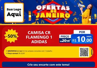 Modelo de Cartaz para Cartaz A4 Horizontal com o tema Ofertas de Janeiro para Roupas e acessórios