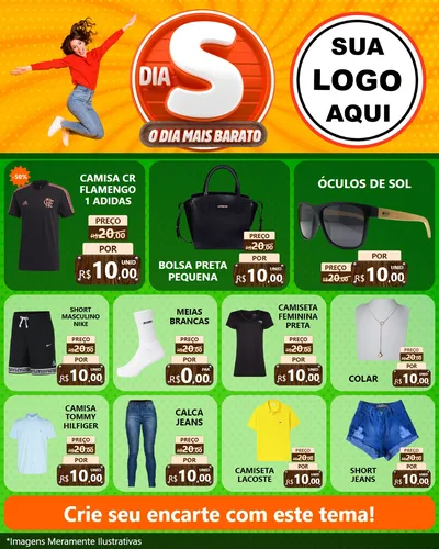 Modelo de Rede Social para Feed Instagram com o tema Dia S - O Dia Mais Barato para Roupas e acessórios
