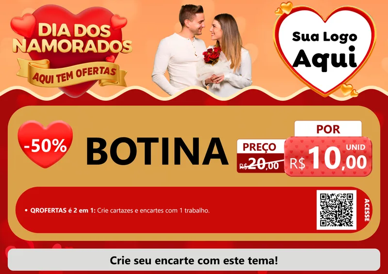 Modelo de Cartaz para Cartaz A4 Horizontal com o tema Dia dos Namorados - Aqui Tem Ofertas para Agropecuária