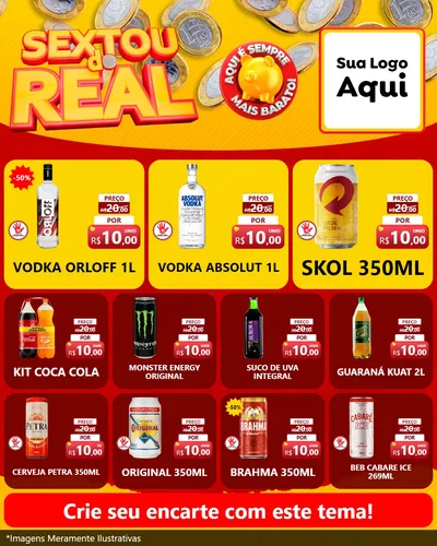 Modelo de Rede Social para Feed Instagram com o tema Sextou do Real para Distribuidora de bebidas