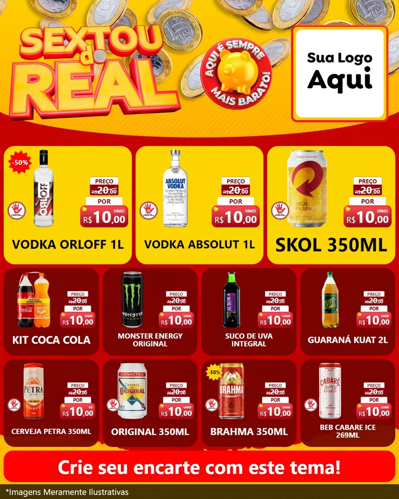 Modelo de Rede Social para Feed Instagram com o tema Sextou do Real para Distribuidora de bebidas