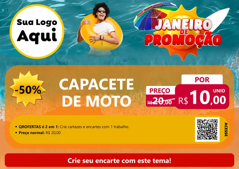 Modelo de Cartaz para Cartaz A4 Horizontal com o tema Janeiro de Promoção para Moto peças