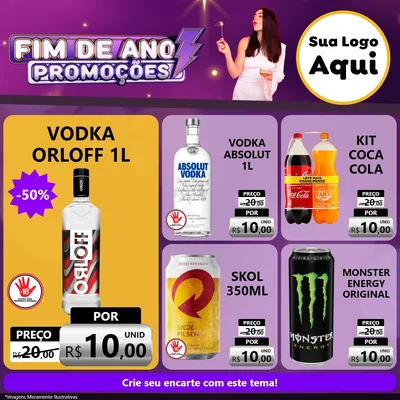 Modelo de Rede Social para Feed Facebook com o tema Fim de Ano Promoções para Distribuidora de bebidas