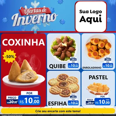 Modelo de Rede Social para Feed Facebook com o tema Ofertas de Inverno para Salgadaria