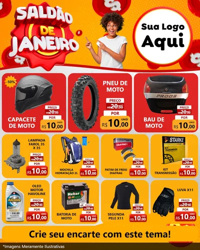 Modelo de Rede Social para Feed Instagram com o tema Saldão de Janeiro para Moto peças
