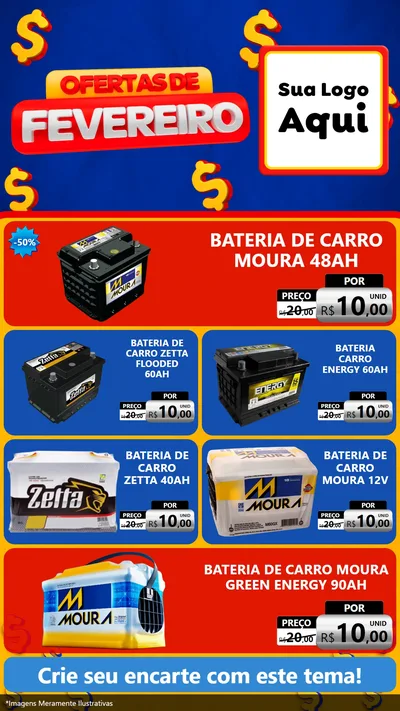 Modelo de TV para TV Vertical com o tema Ofertas de Fevereiro para Baterias Elétricas