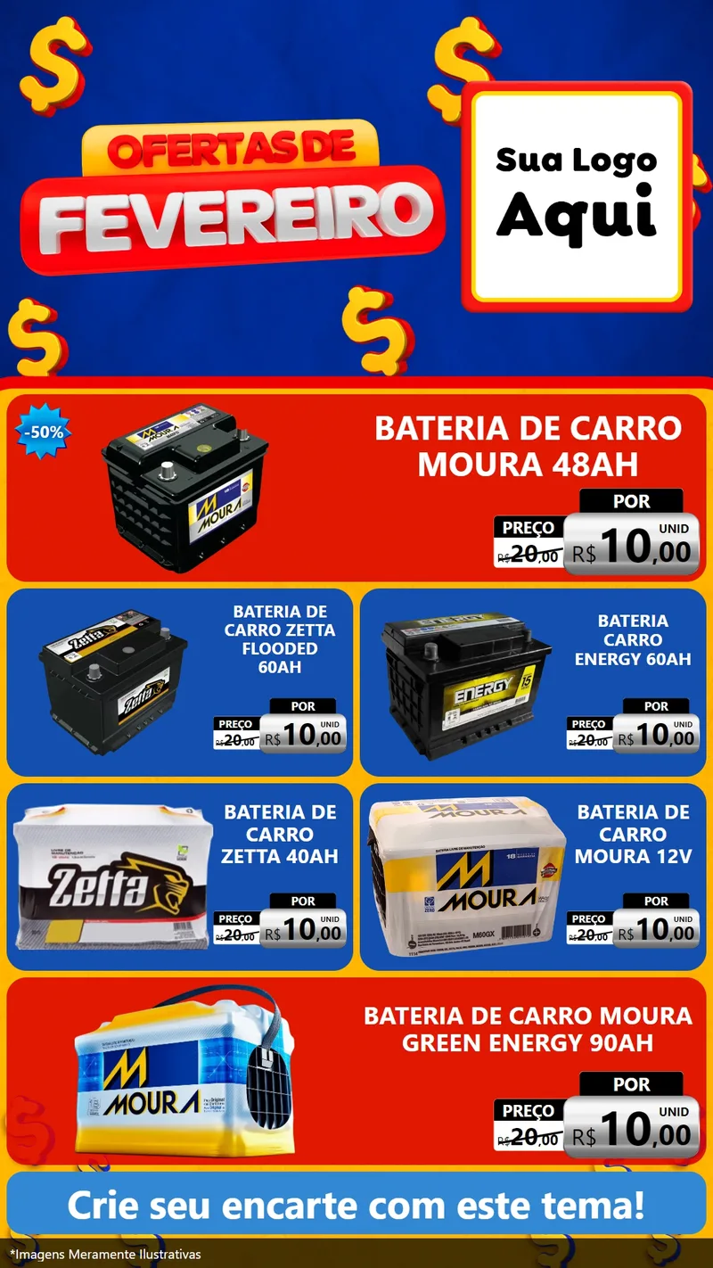 Modelo de TV para TV Vertical com o tema Ofertas de Fevereiro para Baterias Elétricas