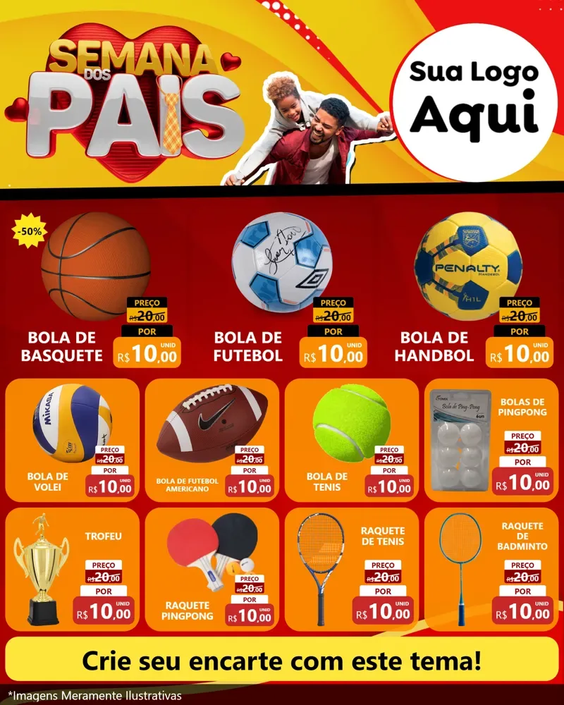 Modelo de Rede Social para Feed Instagram com o tema Semana Dos Pais para Artigos Esportivos