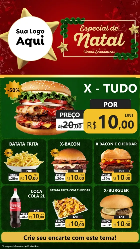 Modelo de Rede Social para Stories com o tema Especial de Natal para Hamburgueria