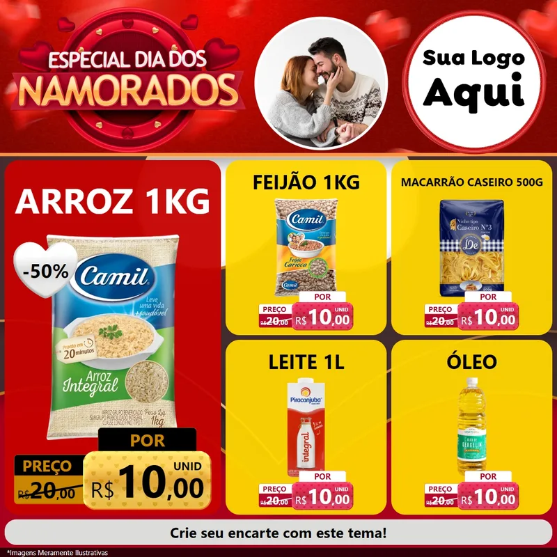 Modelo de Rede Social para Feed Facebook com o tema Especial Dia Dos Namorados para Supermercado