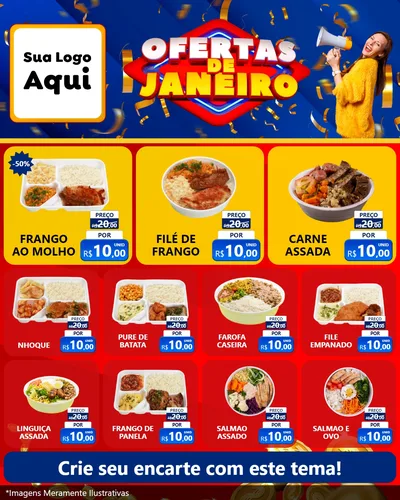 Modelo de Rede Social para Feed Instagram com o tema Ofertas de Janeiro para Restaurante