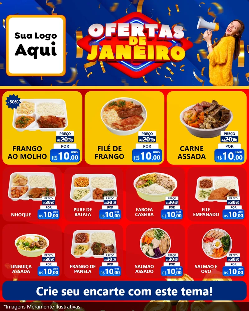 Modelo de Rede Social para Feed Instagram com o tema Ofertas de Janeiro para Restaurante