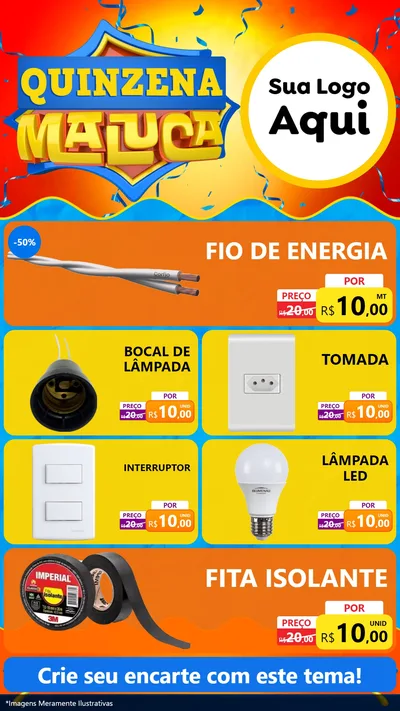 Modelo de TV para TV Vertical com o tema Quinzena Maluca para Materiais Elétricos