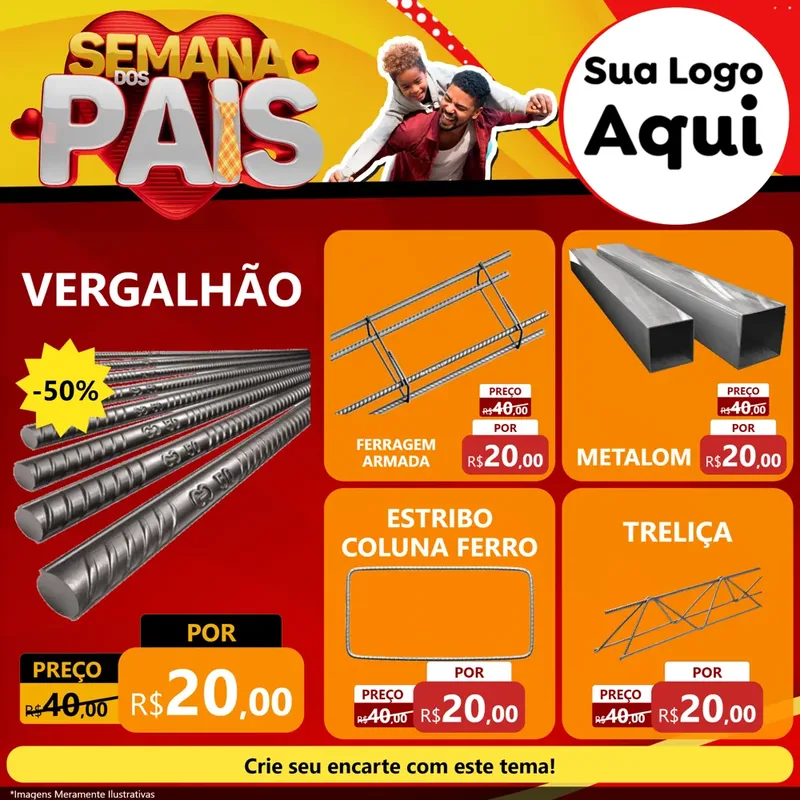 Modelo de Rede Social para Feed Facebook com o tema Semana Dos Pais para Ferragens