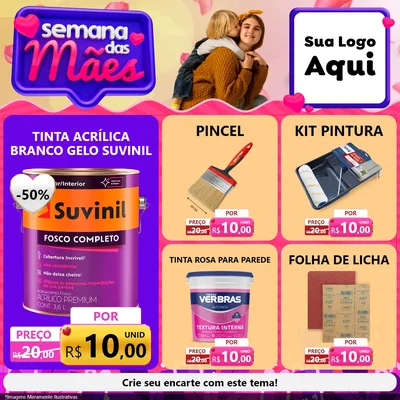 Modelo de Rede Social para Feed Facebook com o tema Semana das Mães para Tintas e Ferramentas