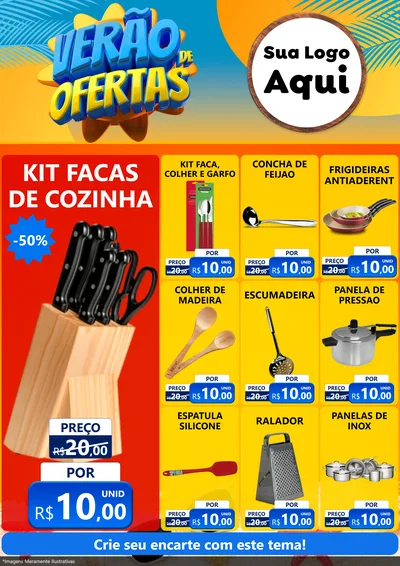 Modelo de Encarte para Encarte A4 Vertical com o tema Verão de Ofertas para Utilidades Domésticas