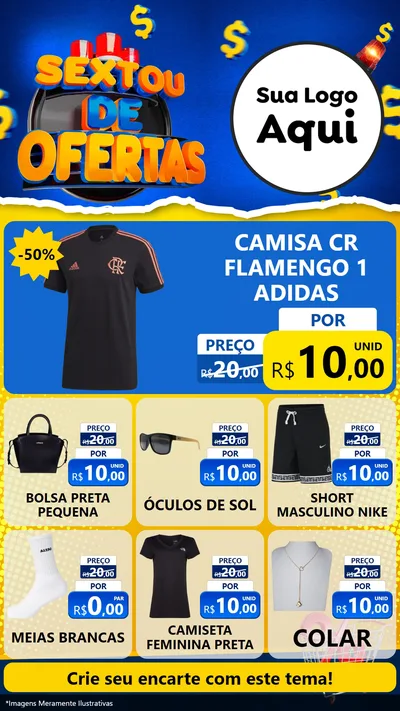 Modelo de Rede Social para Stories com o tema Sextou de Ofertas para Roupas e acessórios