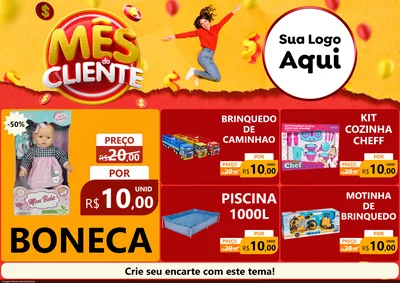 Modelo de Encarte para Encarte A4 Horizontal com o tema Mês do Cliente para Brinquedos