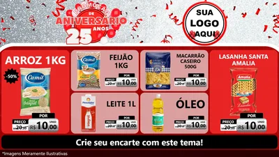 Modelo de TV para TV Horizontal com o tema Promoção de Aniversário - 25Anos para Supermercado