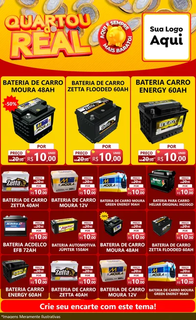 Modelo de Encarte para Encarte Grande com o tema Quartou do Real para Baterias Elétricas