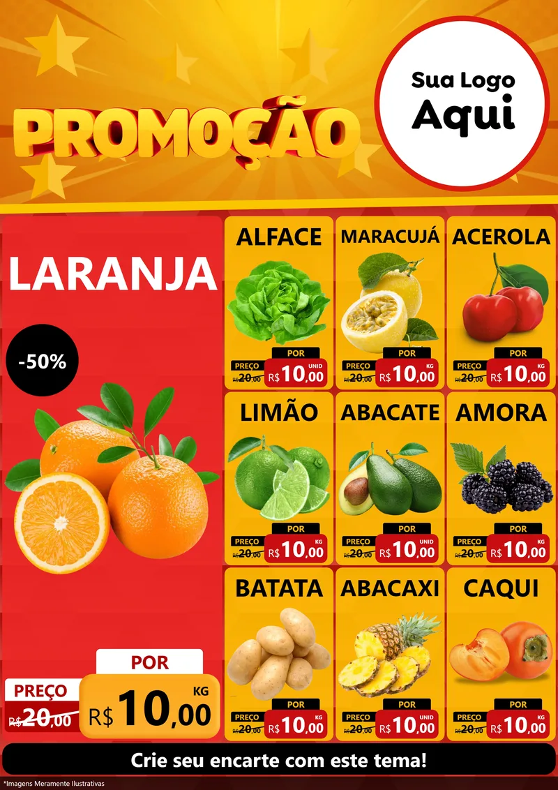 Modelo de Encarte para Encarte A4 Vertical com o tema Promoção para Hortifrúti