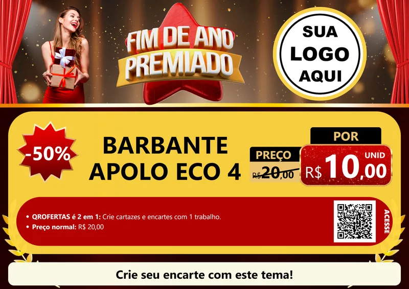 Modelo de Cartaz para Cartaz A4 Horizontal com o tema Fim de Ano Premiado para Armarinho e Aviamentos