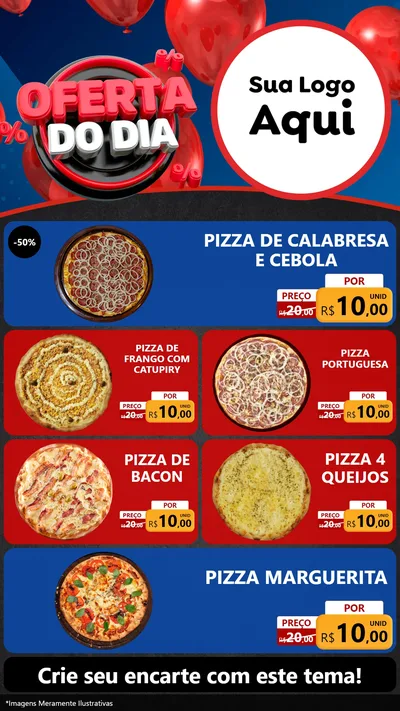 Modelo de TV para TV Vertical com o tema Oferta do Dia para Pizzaria