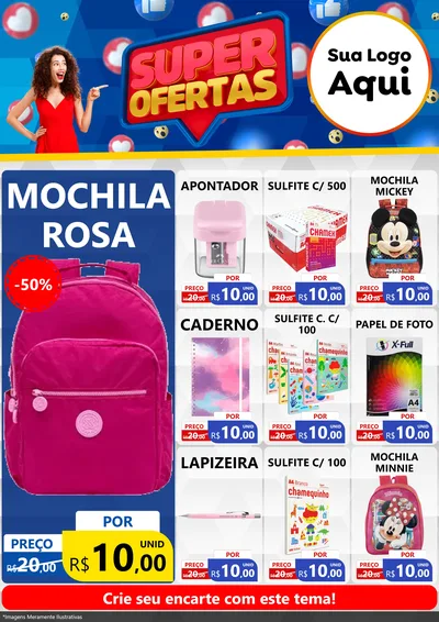 Modelo de Encarte para Encarte A4 Vertical com o tema Super Ofertas para Papelaria
