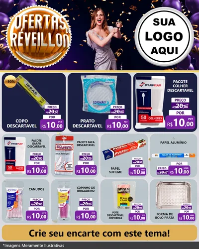 Modelo de Rede Social para Feed Instagram com o tema Ofertas de Réveillon para Embalagens