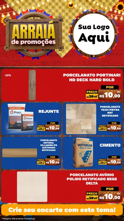 Modelo de TV para TV Vertical com o tema Arraiá de Promoções para Pisos e revestimentos