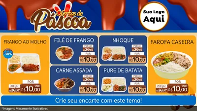 Modelo de TV para TV Horizontal com o tema Ofertas de Páscoa para Restaurante