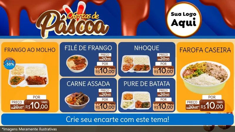 Modelo de TV para TV Horizontal com o tema Ofertas de Páscoa para Restaurante
