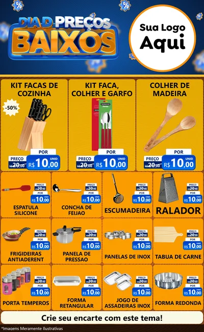 Modelo de Encarte para Encarte Grande com o tema Dia D Preço Baixo para Utilidades Domésticas