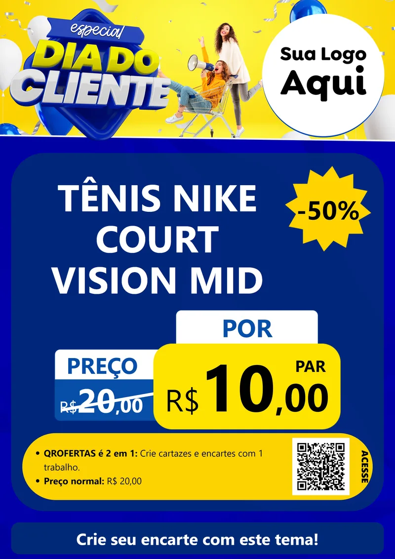 Modelo de Cartaz para Cartaz A4 Vertical com o tema Especial Dia do Cliente para Calçados