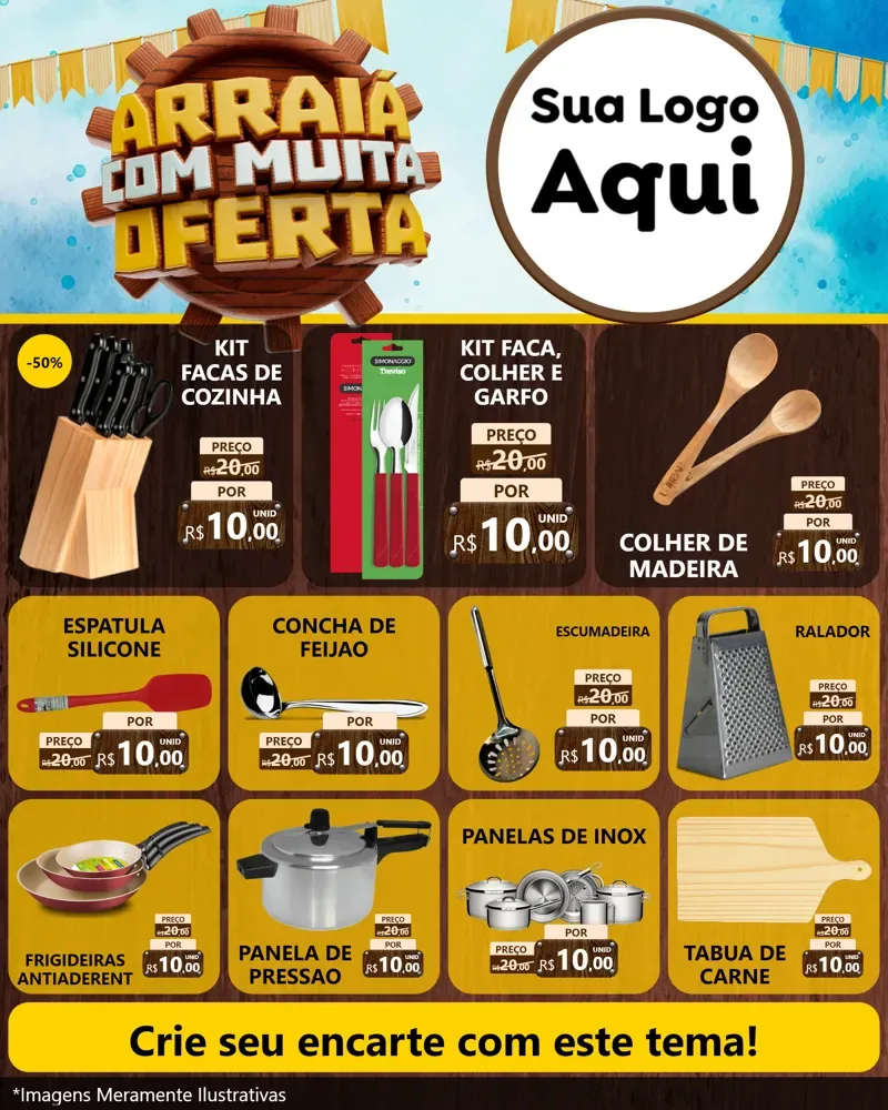 Modelo de Rede Social para Feed Instagram com o tema Ofertas de São João - Junina para Utilidades Domésticas