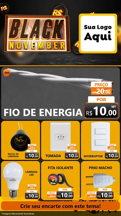 Modelo de Rede Social para Stories com o tema Black November para Materiais Elétricos