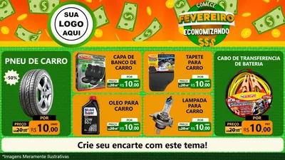Modelo de TV para TV Horizontal com o tema Comece Fevereiro Economizando para Auto peças