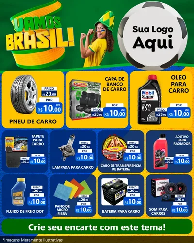 Modelo de Rede Social para Feed Instagram com o tema Vamos Brasil - Copa para Auto peças