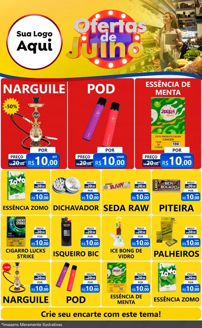 Modelo de Encarte para Encarte Grande com o tema Ofertas de Julho para Tabacaria