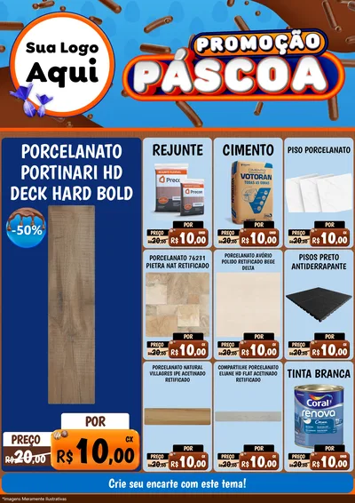 Modelo de Encarte para Encarte A4 Vertical com o tema Promoção Páscoa para Pisos e revestimentos