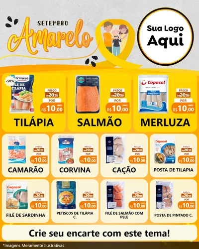 Modelo de Rede Social para Feed Instagram com o tema Setembro Amarelo para Peixaria